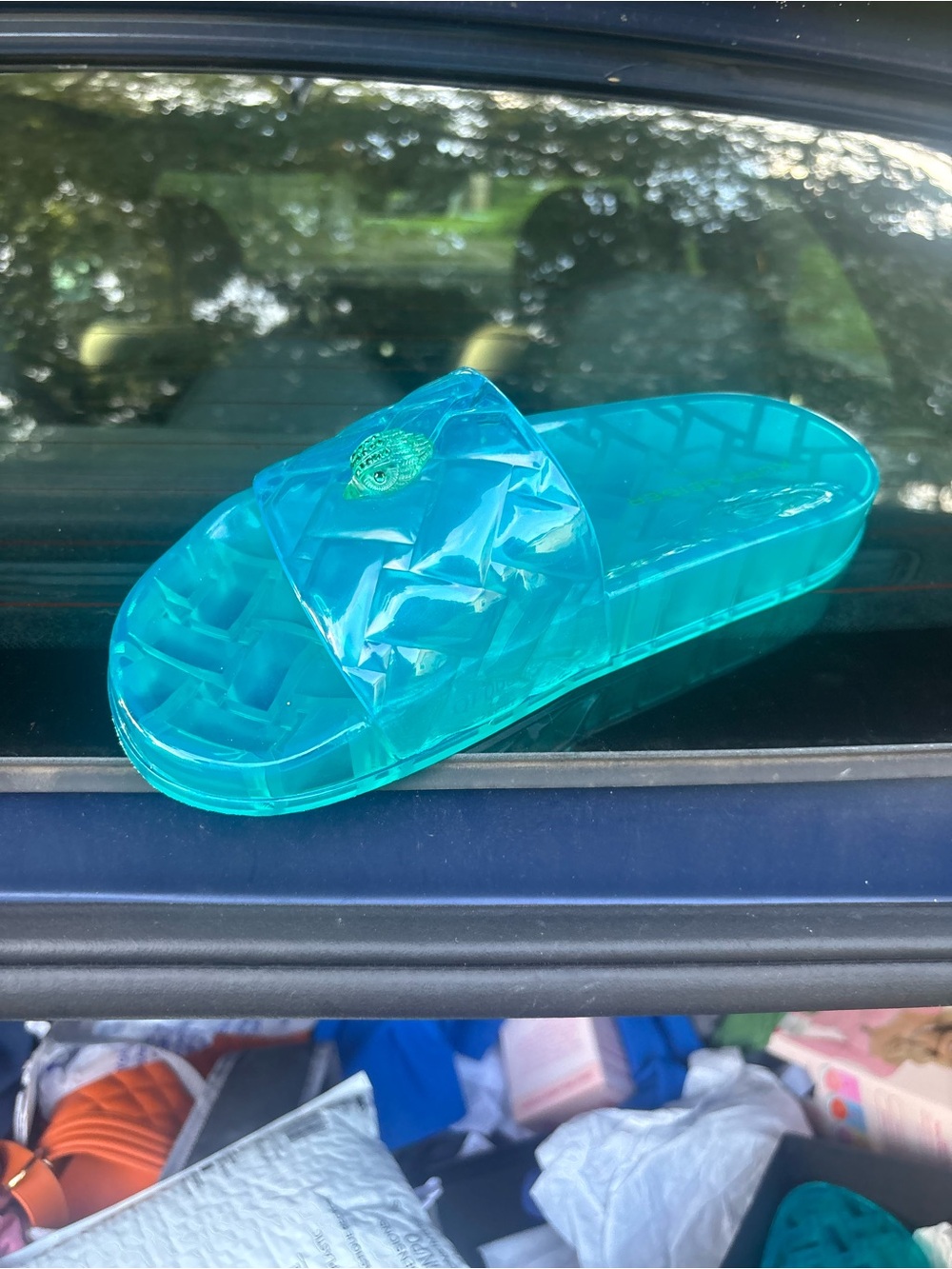 Kurt Geiger Transparent Teal Slide